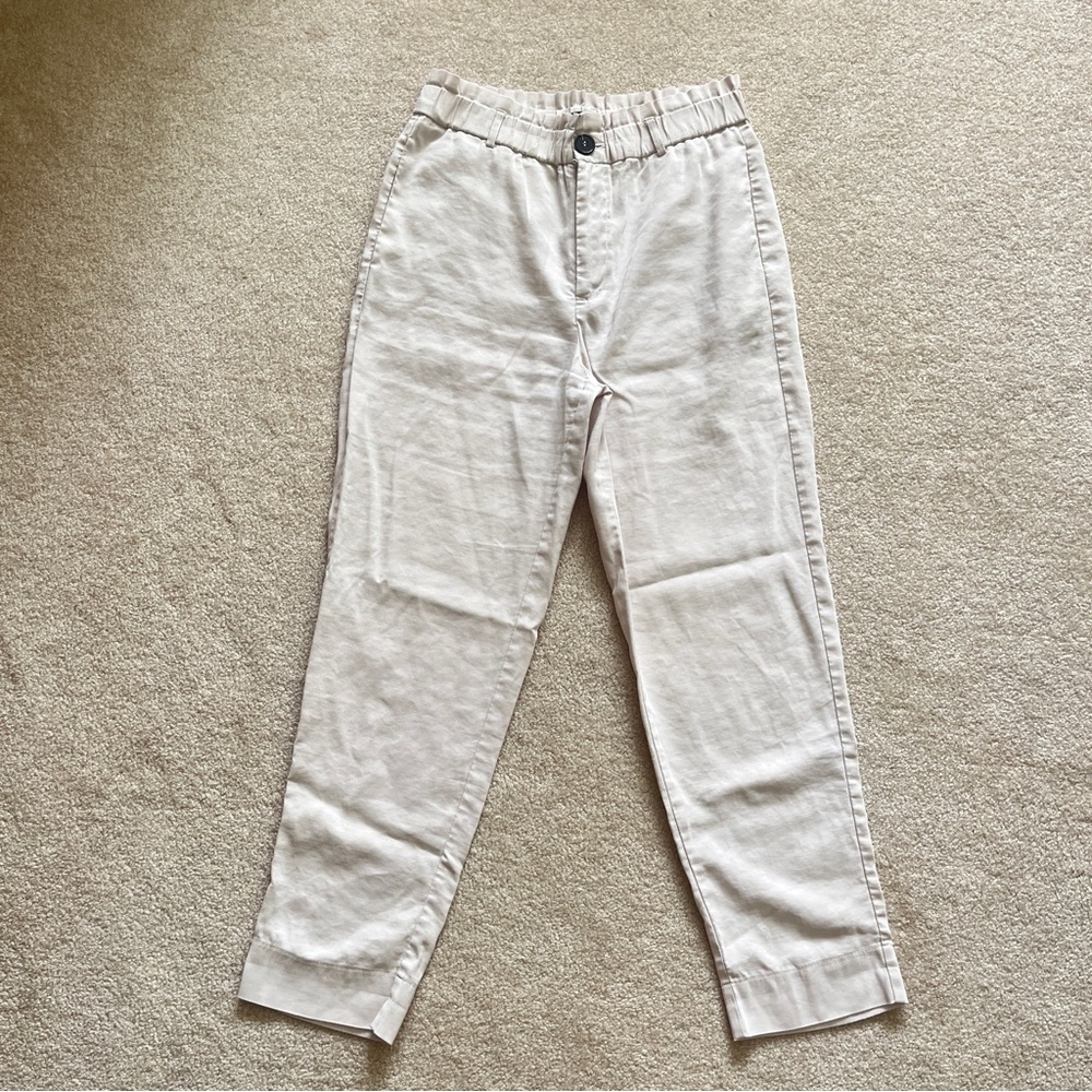 Zara Light Beige High-Waist Pants, Medium, Cropped at ankle, Minimalist, Preppy